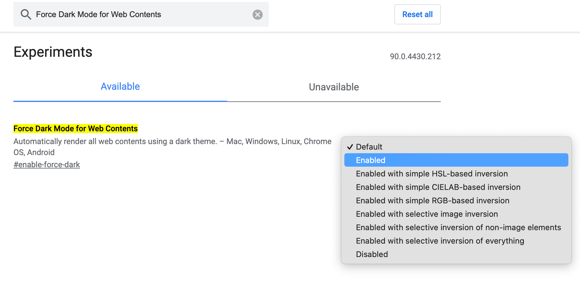 Включение флага в Chrome