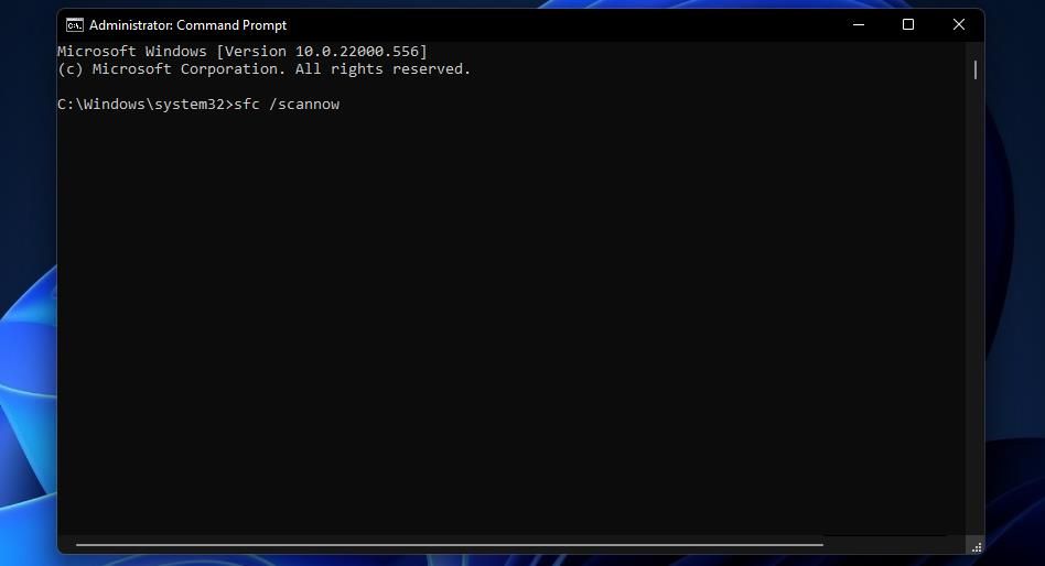 Команда sfc /scannow в окне Командной строки