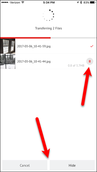 Процесс передачи файлов на SanDisk Connect