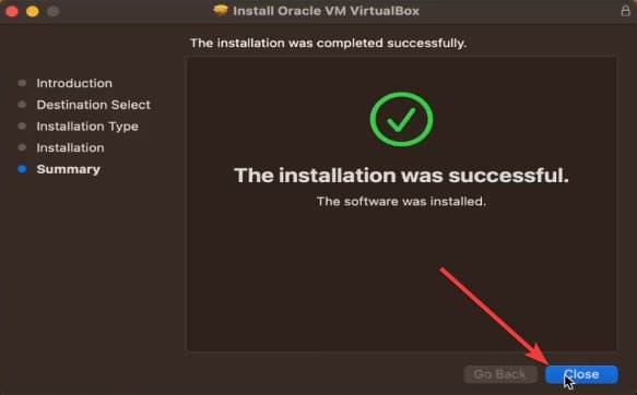 Завершение установки VirtualBox на Mac M1