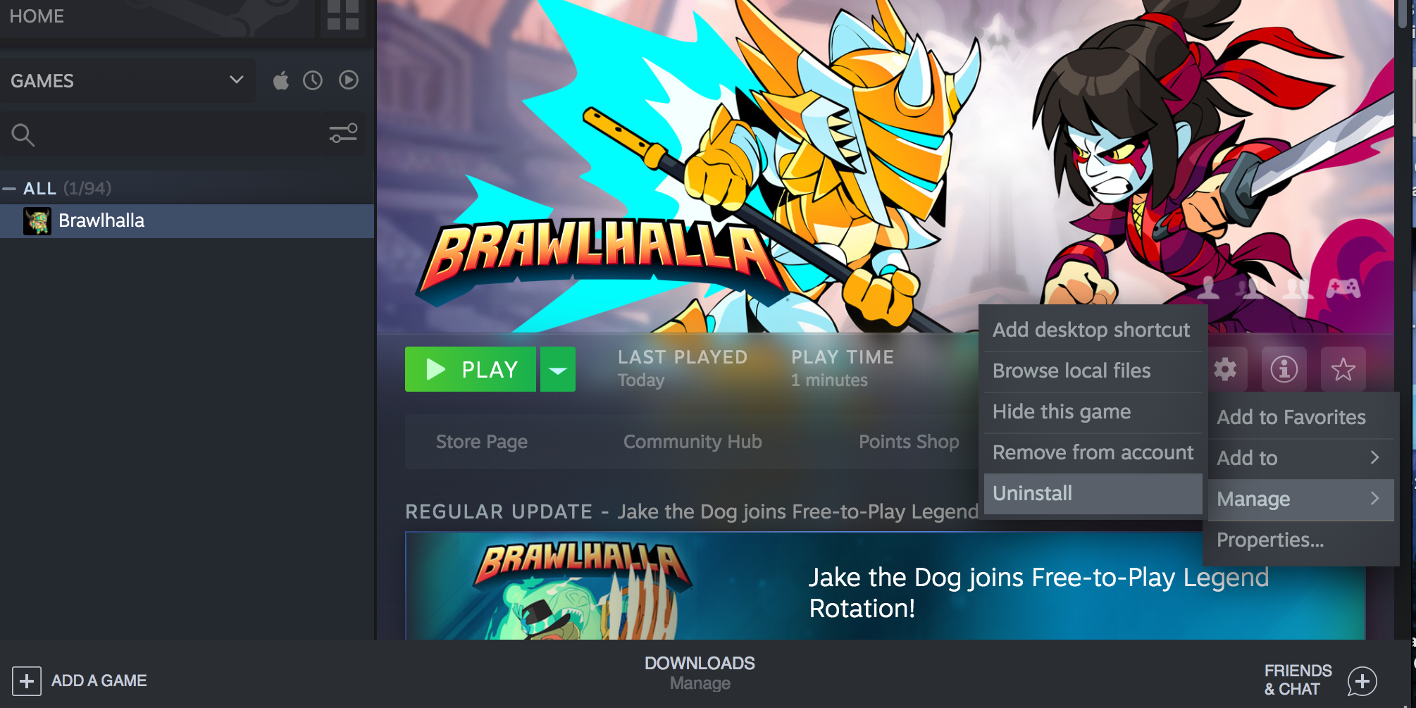 Удалить игру Steam на Mac