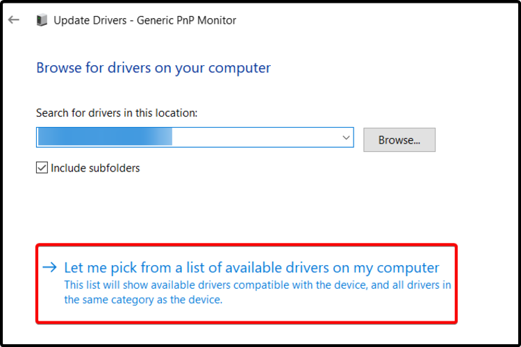 Выбор драйвера из списка на компьютере