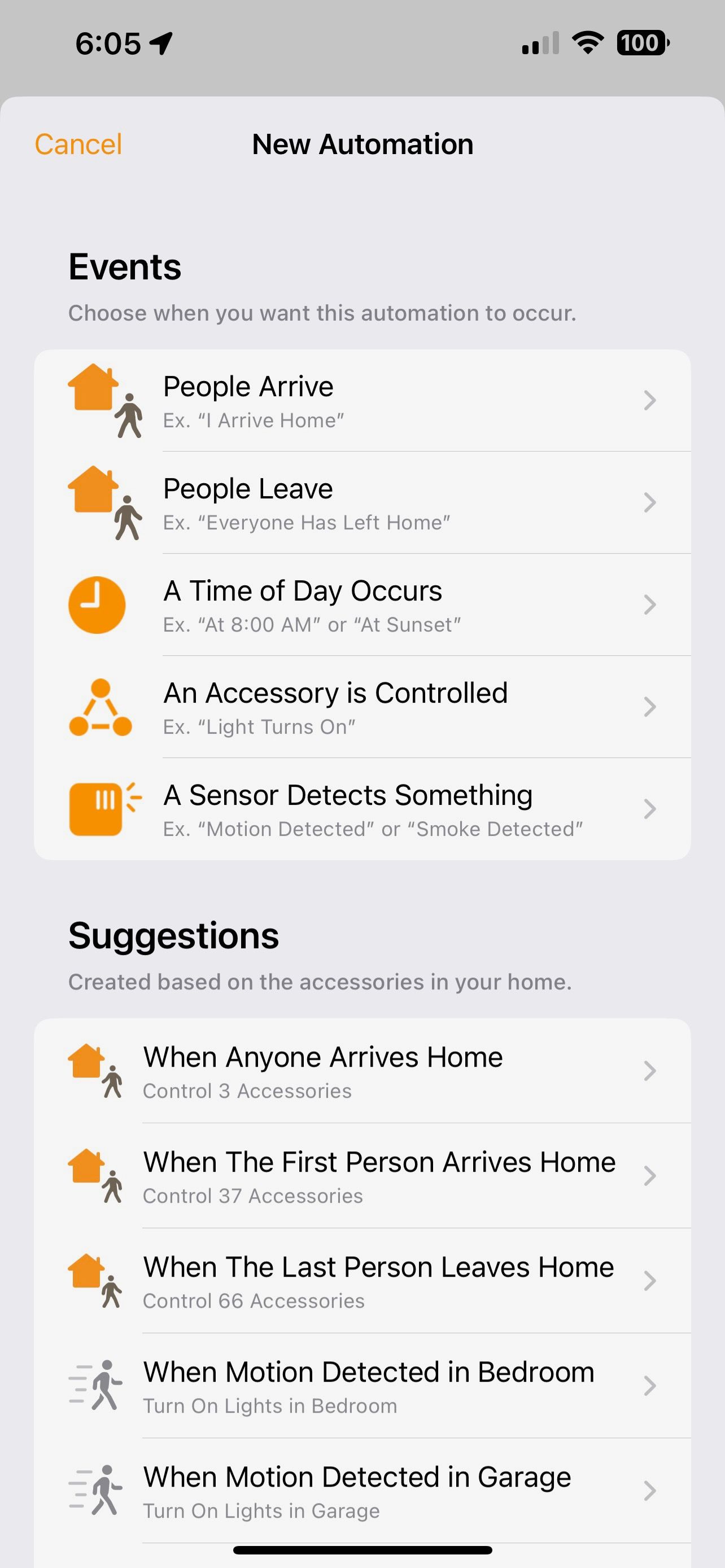 iOS 16 Home App New Automation Menu