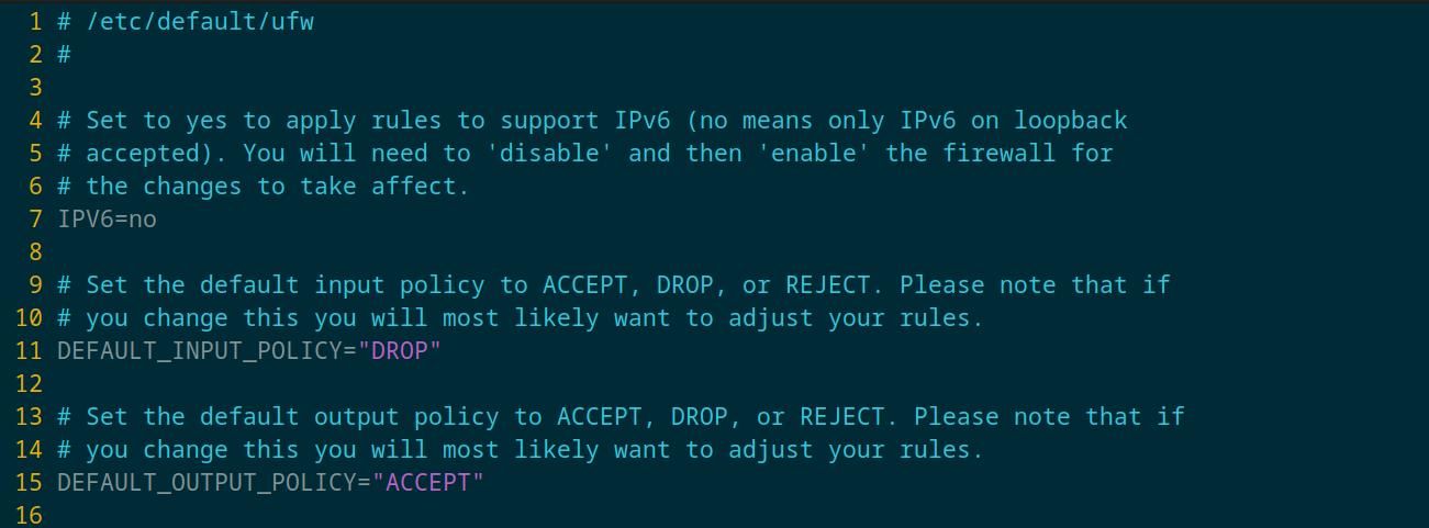 Настройка UFW для отключения IPv6