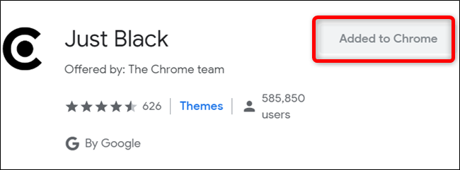 Иконка: тема добавлена в Chrome
