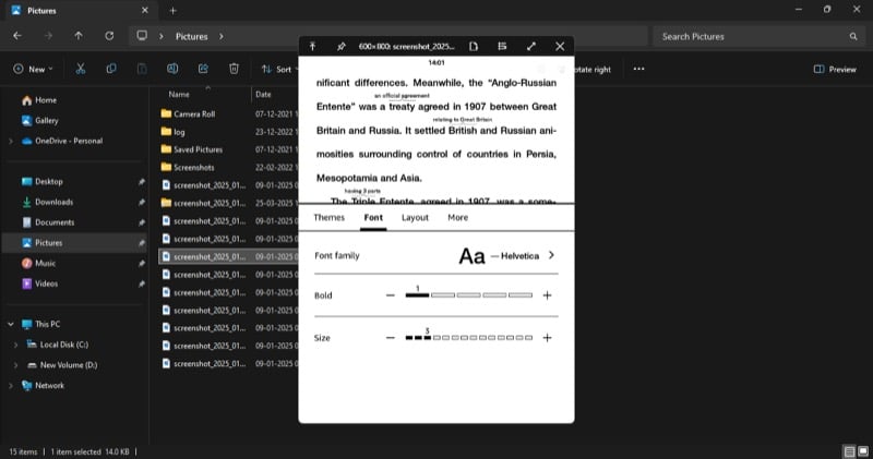 Окно предпросмотра QuickLook с изображением на Windows