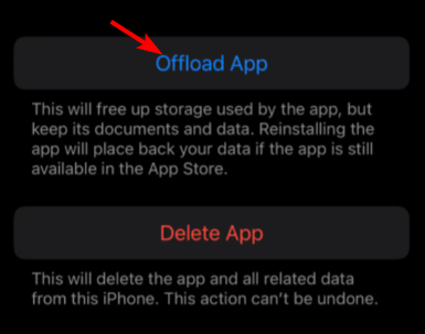 Опция 'Выгрузить приложение' для Messenger в iPhone