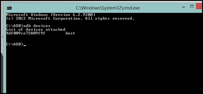Список подключённых устройств, вывод adb devices