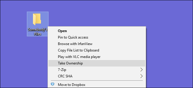 Добавить Take Ownership в контекстное меню