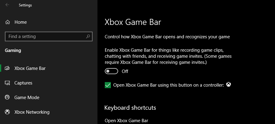 Отключение Xbox Game Bar в Windows 10
