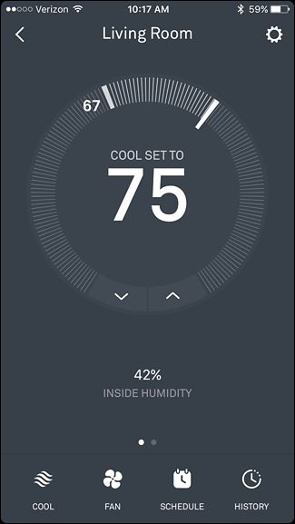 Nest App: Temperaturanpassung nach Moduswechsel