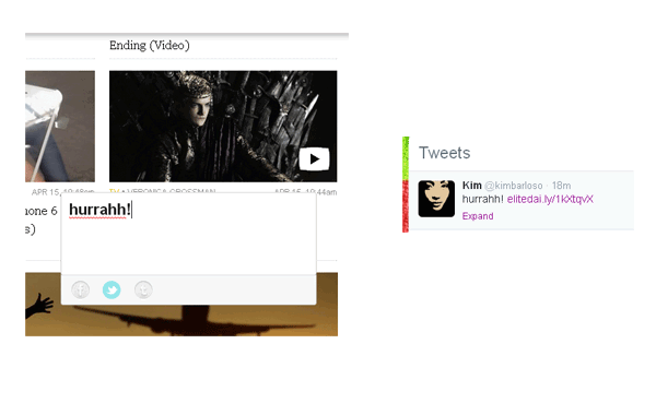 Пример публикации в Twitter, отправлённой через Cortex