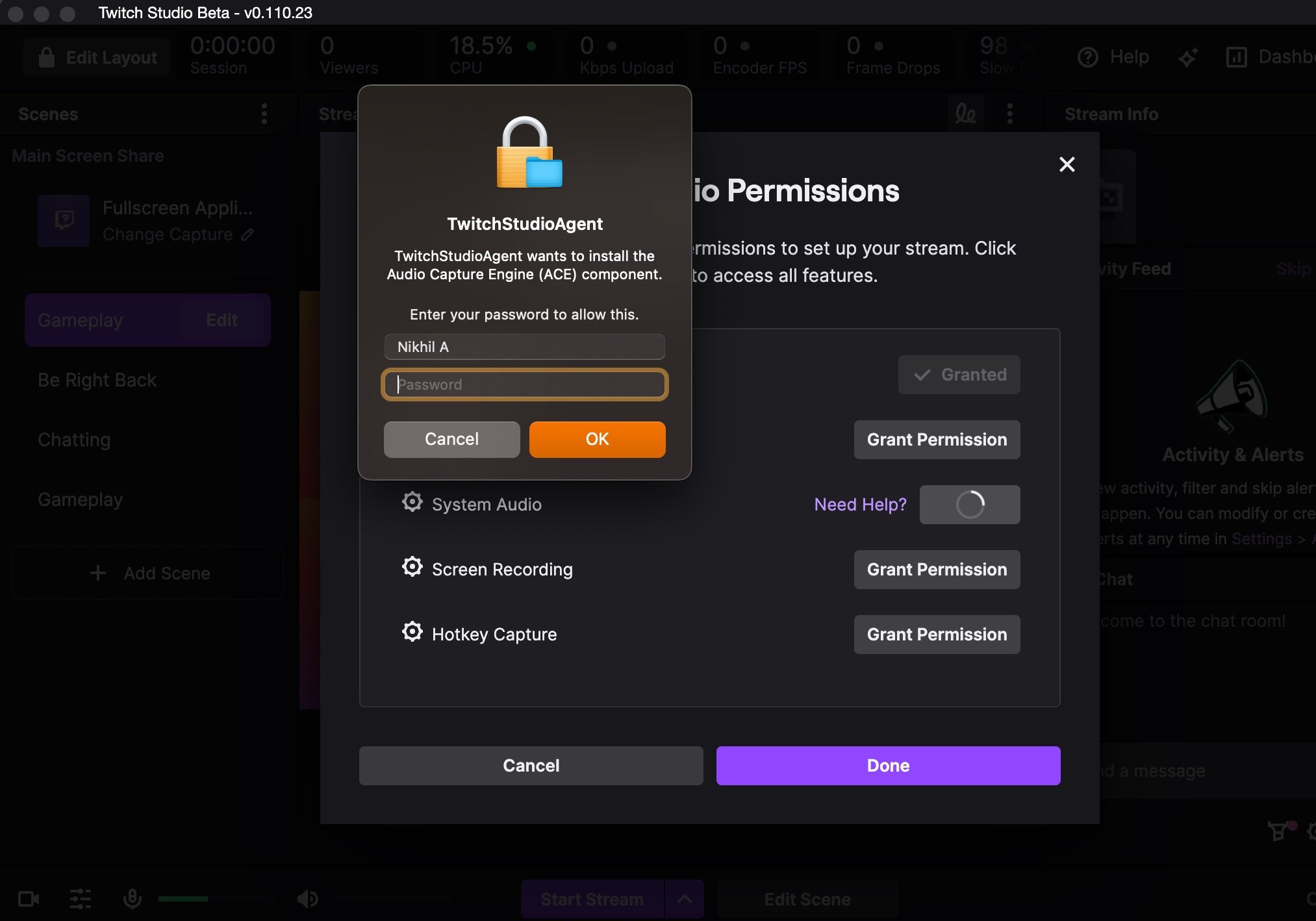 Запрос пароля для доступа к настройкам системы
