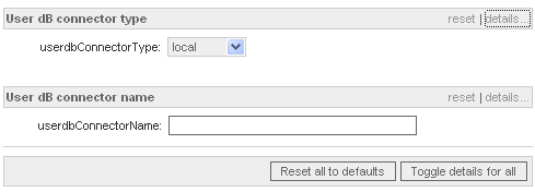 Настройка User dB connector для IMAP (скриншот WebAdmin)