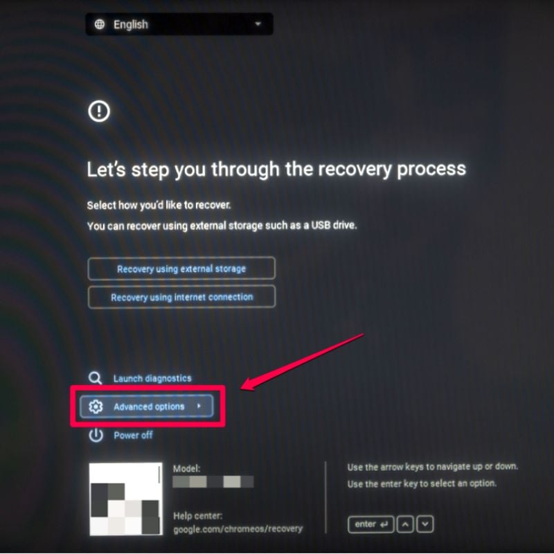 Экран восстановления ChromeOS