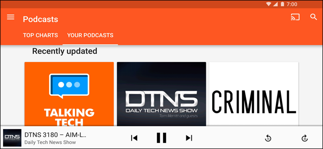 Подкасты в Google Play Music на Android
