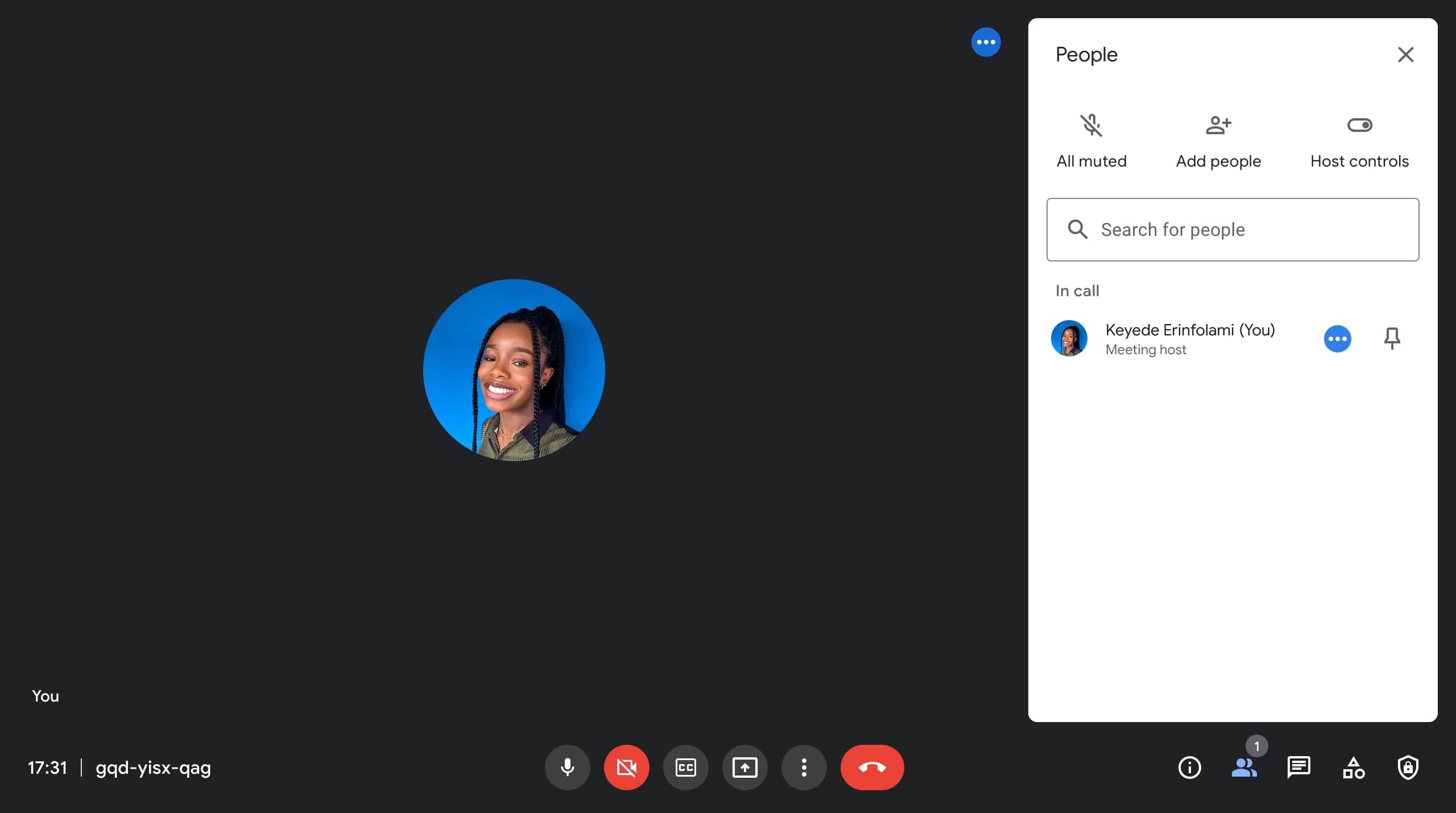 Меню People в Google Meet для добавления участников