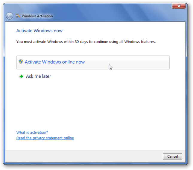 Выбор онлайн‑активации