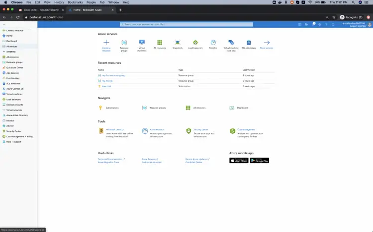 Раздел всех сервисов в портале Azure