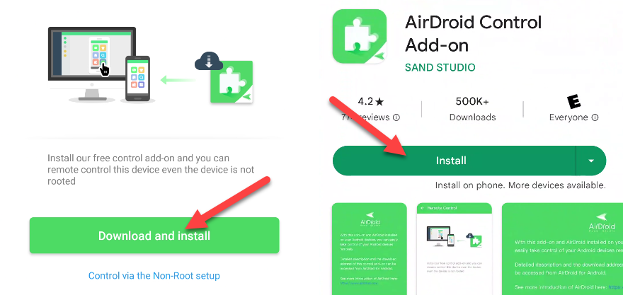 Страница установки Control Add-On