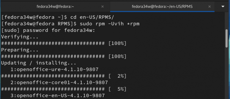 Установка RPM-пакетов OpenOffice