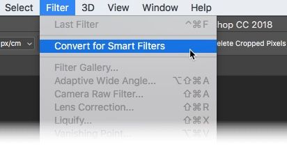 Пункт меню Convert for Smart Filters в Photoshop CC 2018