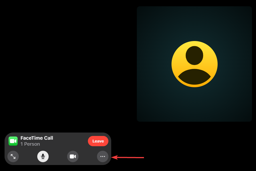 Меню три точки для дополнительных опций в FaceTime