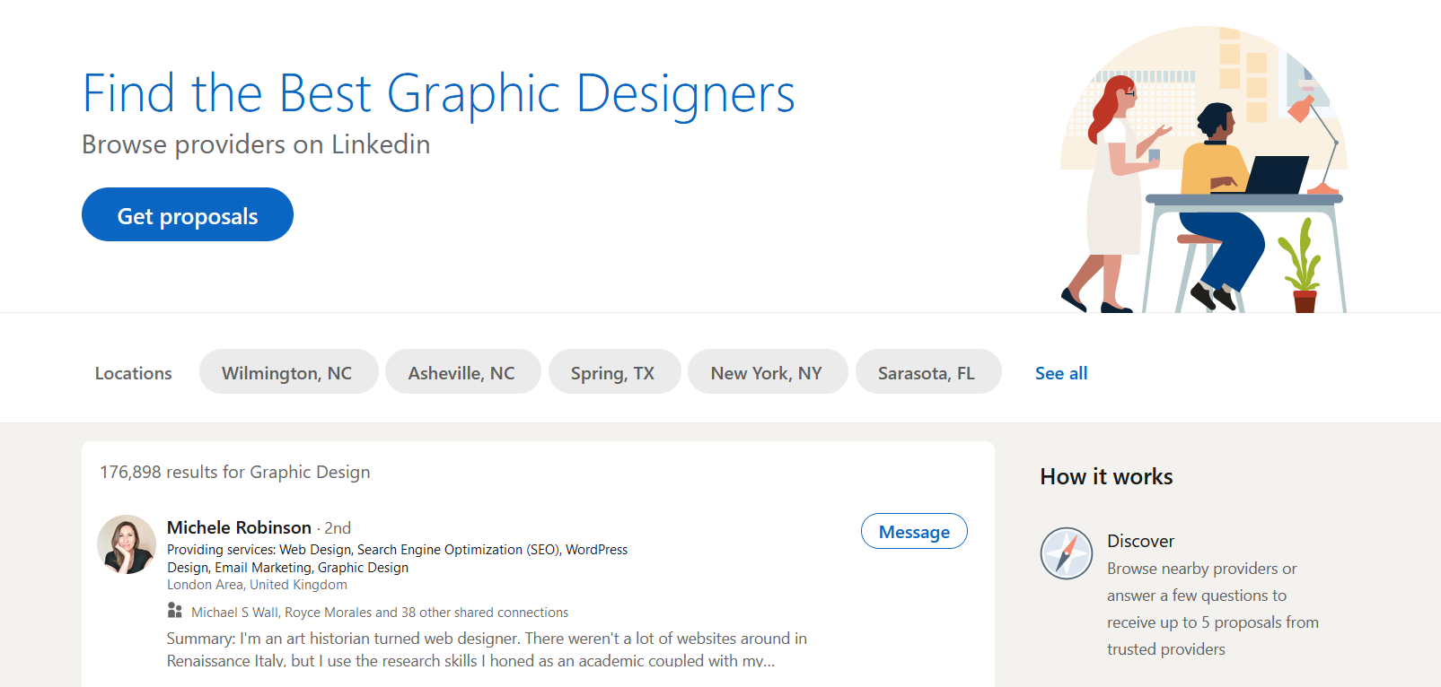 Поиск провайдеров в Services Marketplace LinkedIn