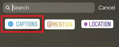 Изображение: стикер Субтитры в интерфейсе Instagram