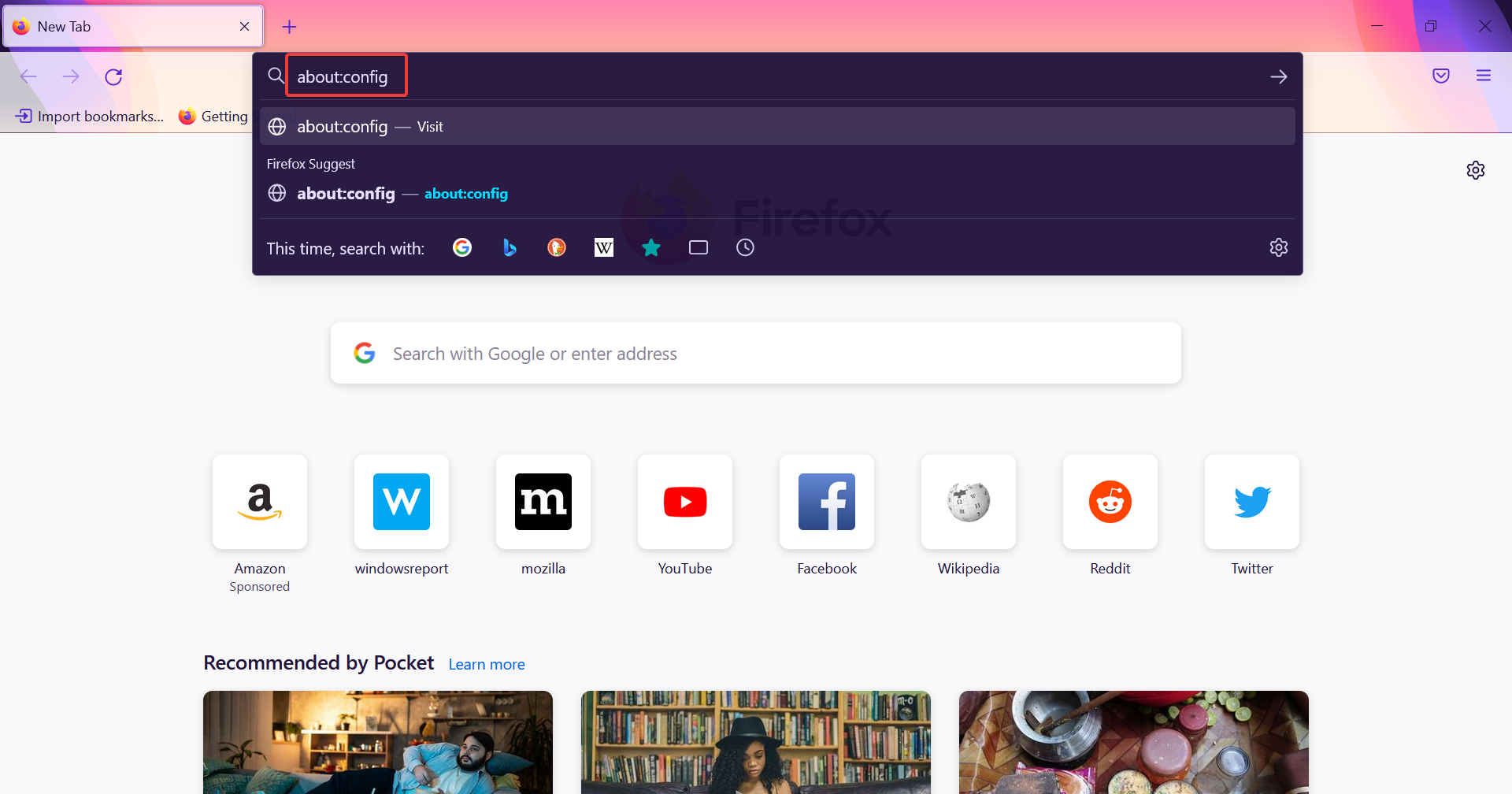 Config to open firefox open link in new tab