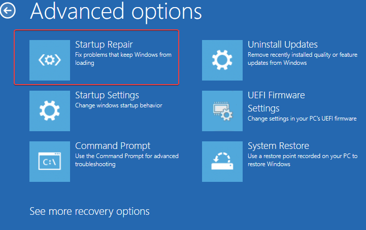Инструмент восстановления при запуске Windows