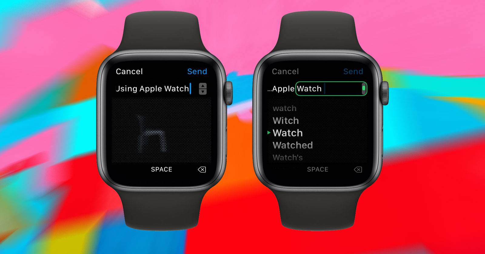 Apple Watch, показывающие функцию Scribble