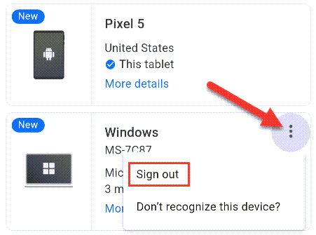 Выберите меню и 